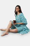 Shararat Cotton Full Length Nightdress - Light Blue — thumbnail 5